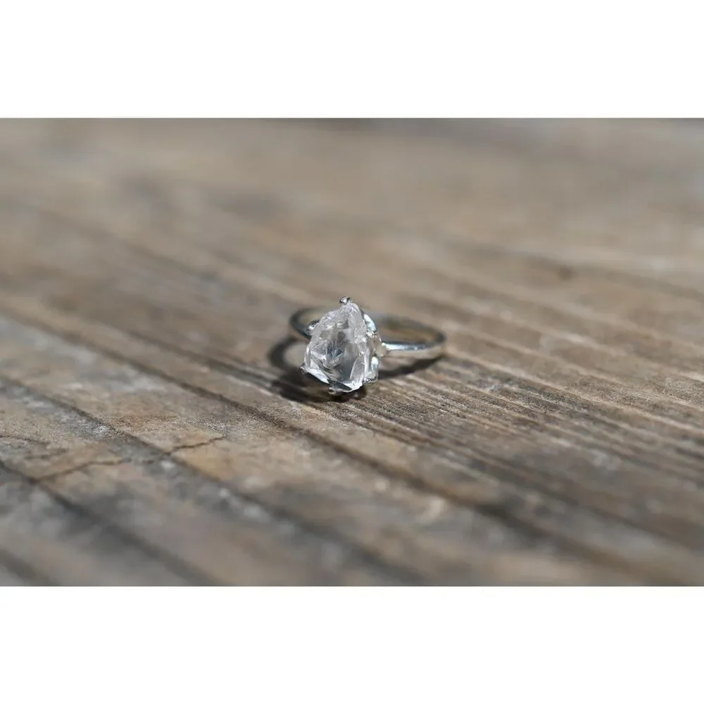 Pear shaped Lake county diamond engagement ring sterling silver 925 size 4